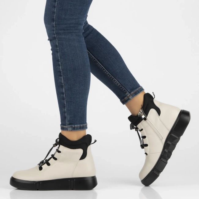 Skórzane botki na platformie Filippo DBT6532/25 BE beżowe