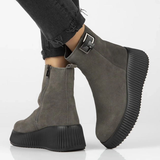 Leather ankle boots DBT6392/24 GR grey
