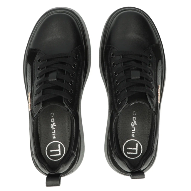 Leather sneakers Filippo DP6170/24 BK black