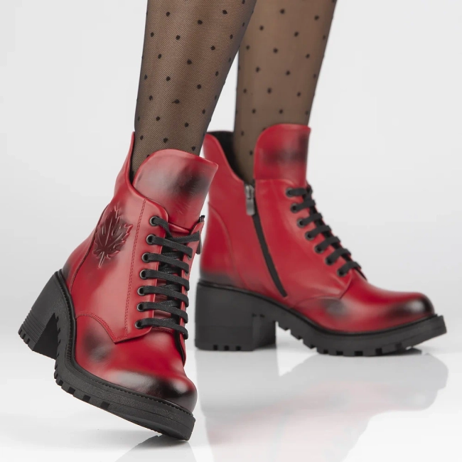 Leather ankle boots Artiker 53C1123 red