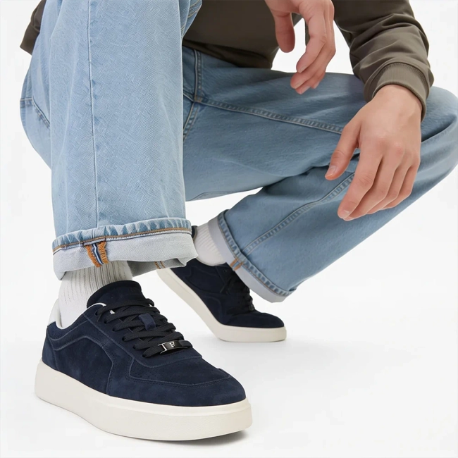 Skórzane sneakersy Filippo MSP7841/26 NV granatowe