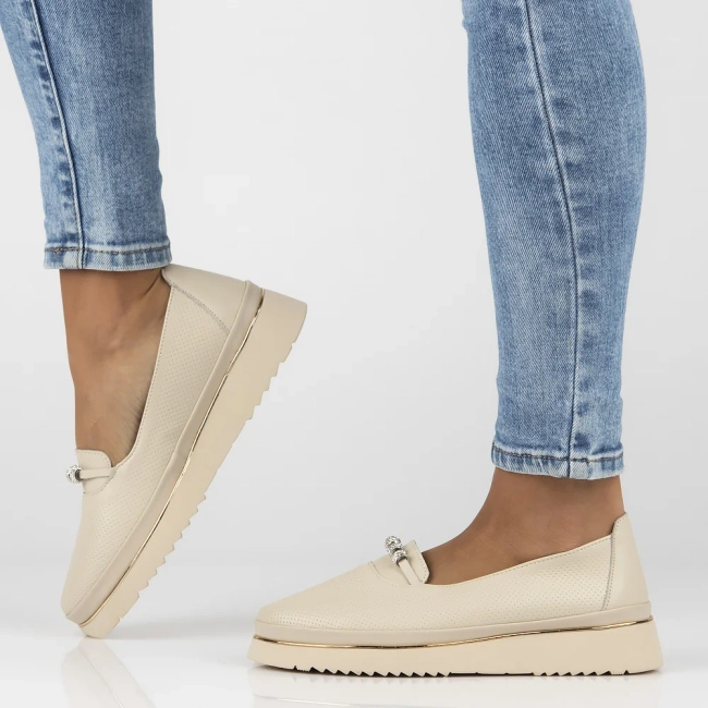 Skórzane półbuty Filippo DP6999/25 BE beżowe