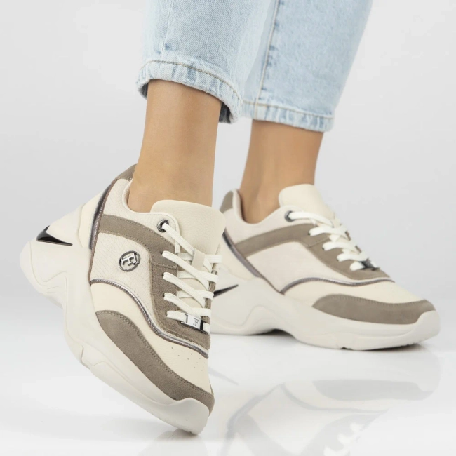 Skórzane sneakersy Filippo DP7766/26 WH BE biało-beżowe