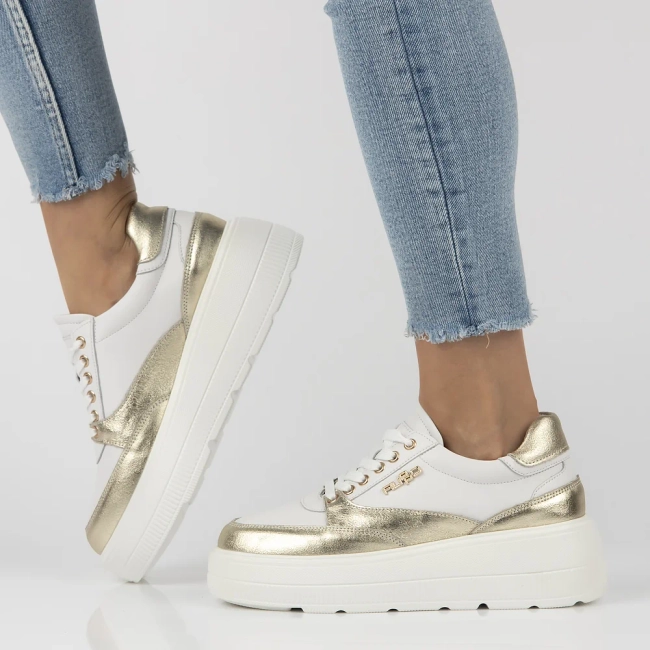 Leather sneakers Filippo DP6842/25 WH GO white gold