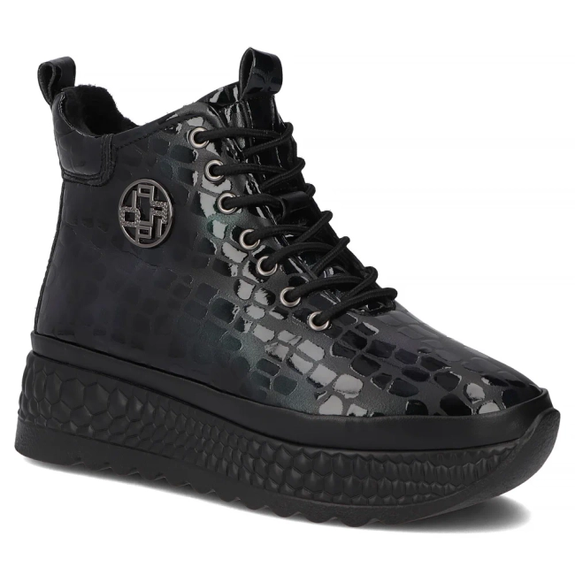 Skórzane botki na platformie Filippo DBT7278/25 GE zielone