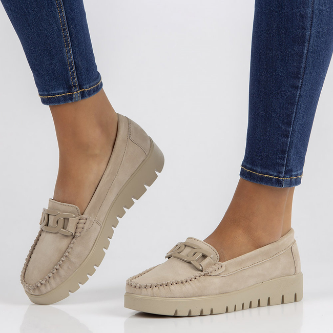 Skórzane mokasyny Filippo DP3334/23 BE beżowe