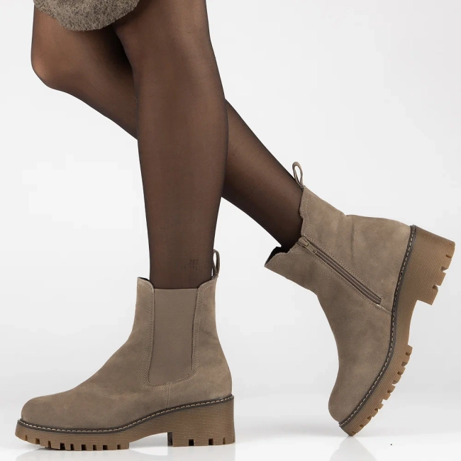 Skórzane botki na platformie Filippo DBT4805/23 BE beżowe