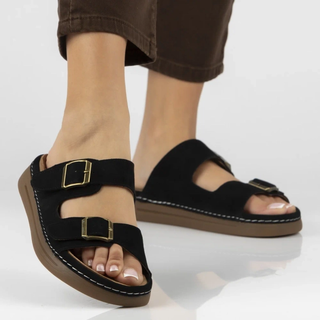 Leather flip-flops Filippo DK7802/26 BK black