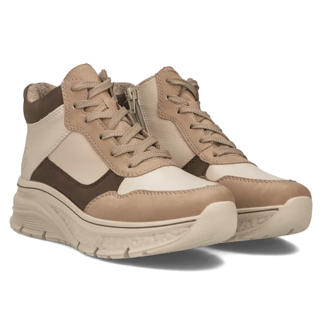 Leather ankle boots Rieker 48002-60 beige