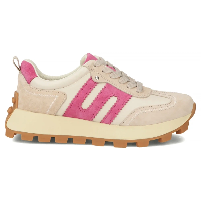 Skórzane sneakersy Filippo DP6743/25 BE FH beżowo różowe