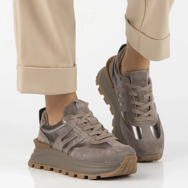 Skórzane sneakersy Filippo DP7408/26 TP taupe