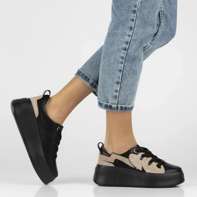 Leather sneakers Filippo DP6684/24 BK black