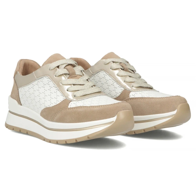 Skórzane sneakersy Filippo DP6778/25 WH BE biało beżowe