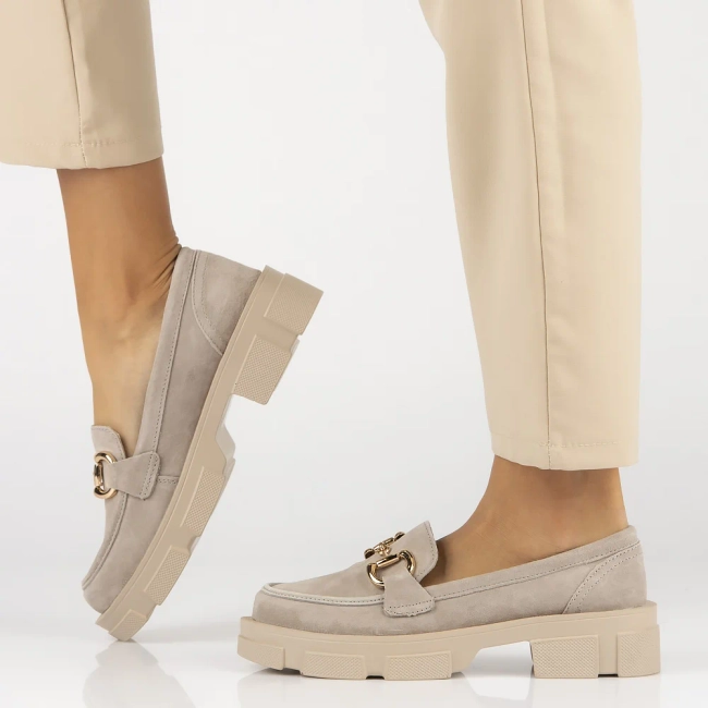 Skórzane półbuty na platformie Filippo DP6100/24 TP taupe