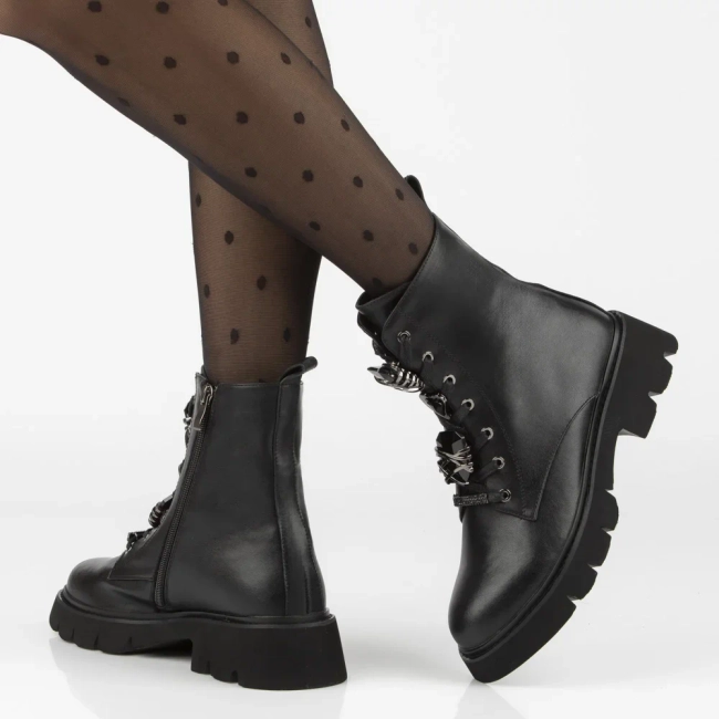 Skórzane botki Filippo DBT7308/25 BK czarne