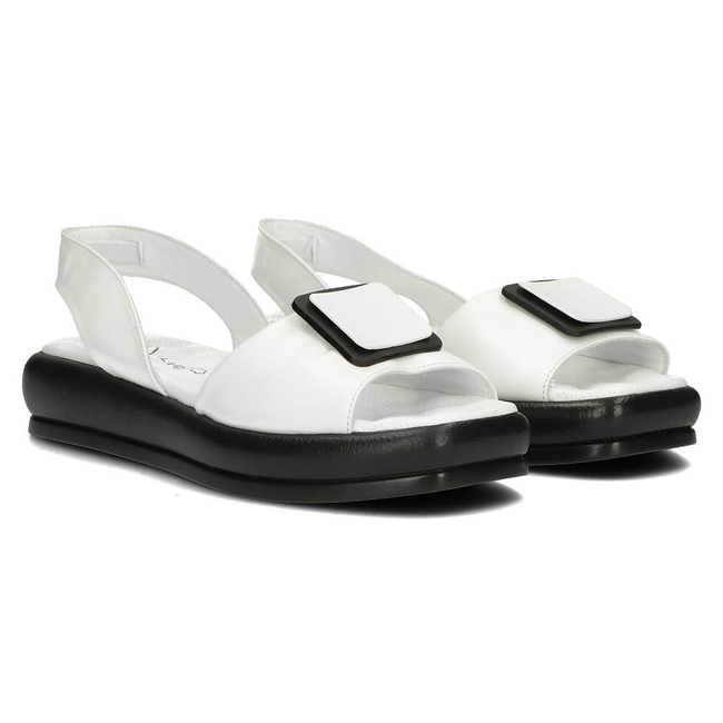 Skórzane sandały Filippo DS3902/22 WH białe