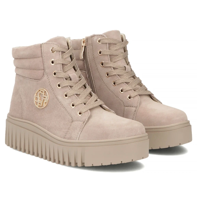 Leather platform ankle boots Filippo DBT8265/26 BE beige