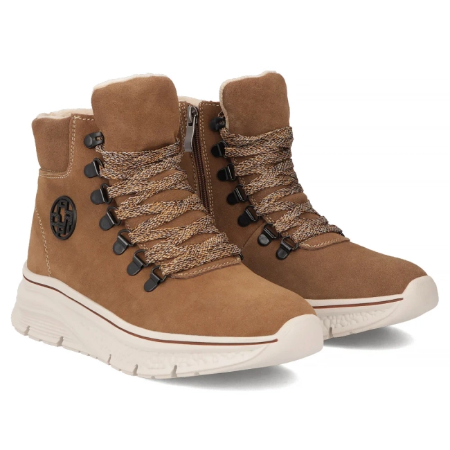 Skórzane botki na platformie Filippo DBT7290/25 BR brązowe