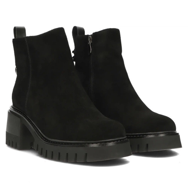 Skórzane botki na obcasie Artiker 53C0553 czarne