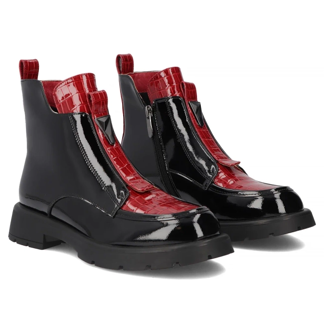 Leather ankle boots Filippo DBT6570/25 BK RD black