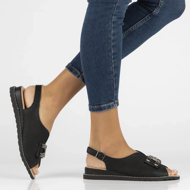 Skórzane sandały Filippo DS6032/24 BK czarne