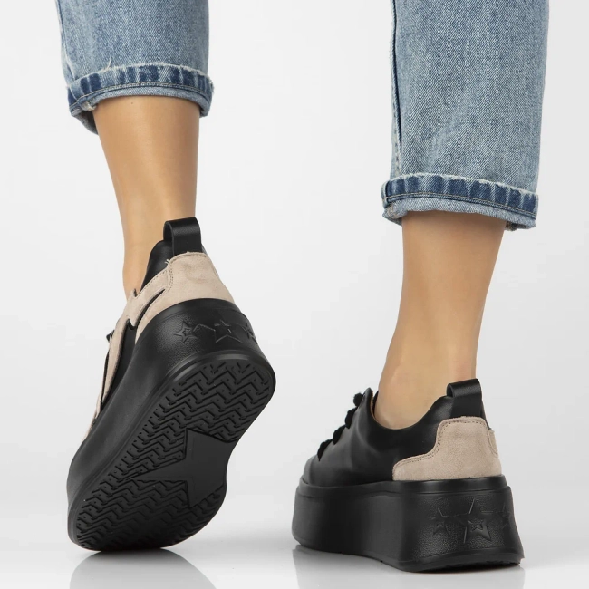 Leather sneakers Filippo DP6684/24 BK black