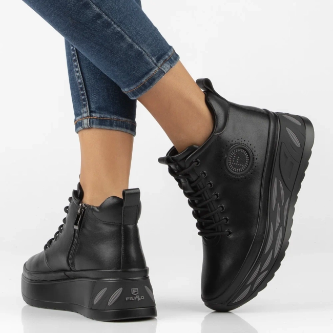 Leather platform ankle boots Filippo DBT8003/26 BK black
