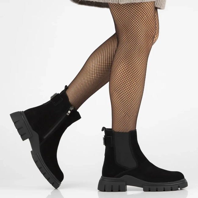 Leather ankle boots DBT6384/24 BK black