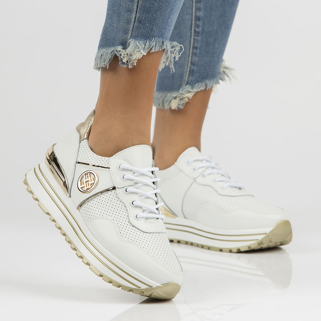 Skórzane Sneakersy damskie Filippo DP3538/22 WH białe