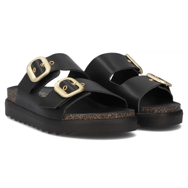 Leather flip-flops Yokono TUNEZ-130 VAQ NEGRO black