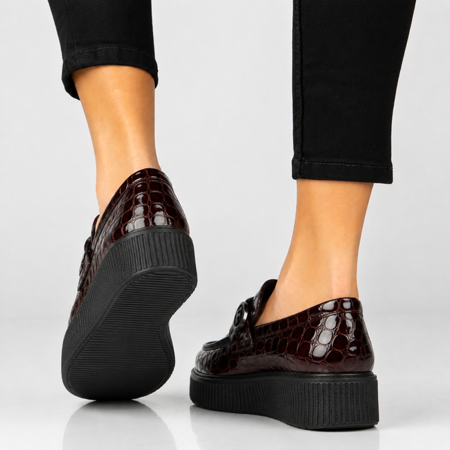 Leather platform shoes Filippo DP8294/26 BG burgundy