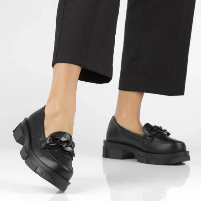 Skórzane półbuty na platformie Filippo DP3221/23 BK BK czarne