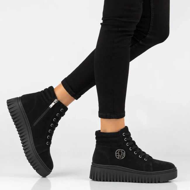 Leather platform ankle boots Filippo DBT8265/26 BK black