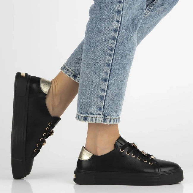 Leather sneakers Filippo DP6854/25 BK black