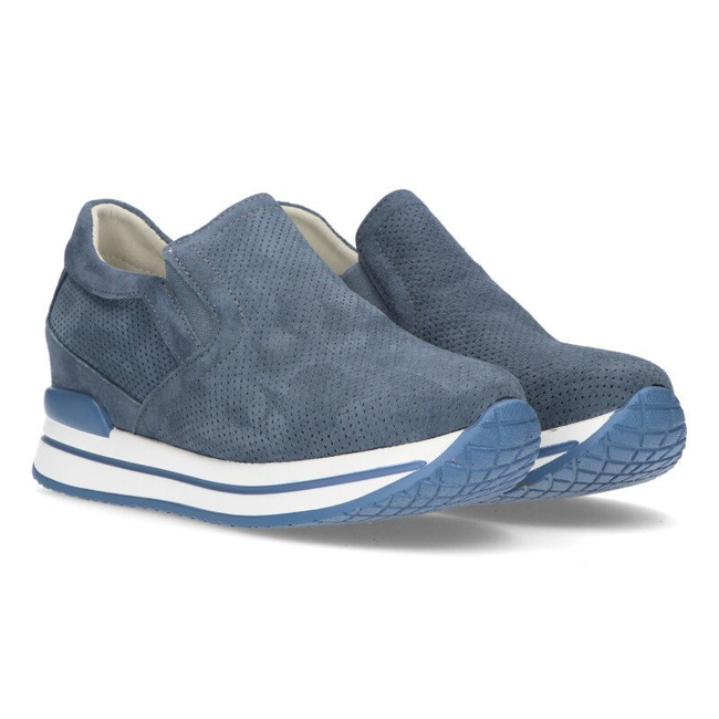 Skórzane sneakersy Filippo DP1512/21 Bl niebieskie