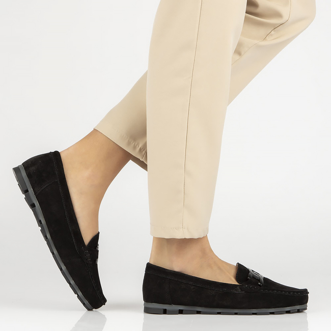 Skórzane mokasyny Filippo DP3630/23 BK czarne