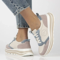 Skórzane sneakersy Filippo DP6787/25 BE BL beżowo niebieskie 