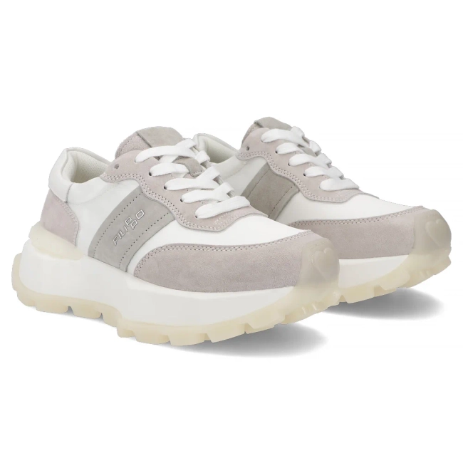 Skórzane sneakersy na platformie Filippo DP7545/26 WH białe