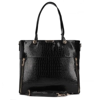 Czarna torebka shopper croc effect