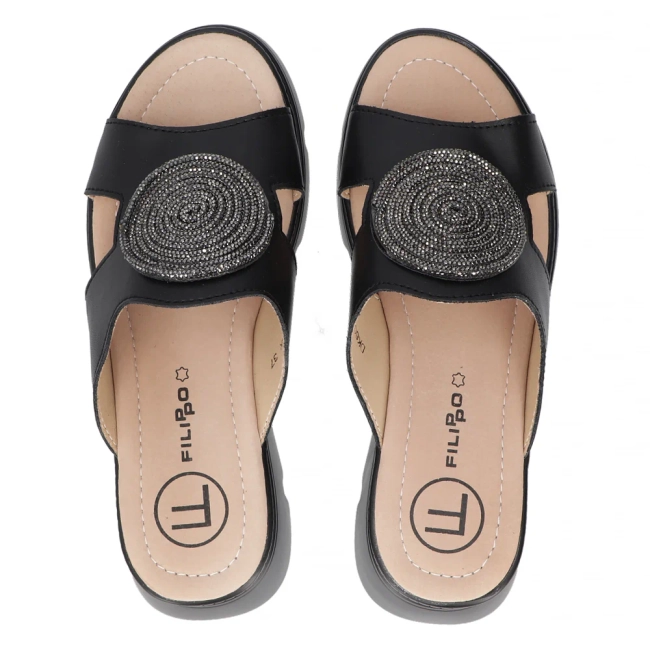 Skórzane klapki Filippo DK6050/24 BK czarne