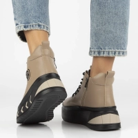 Skórzane botki na platformie Filippo DBT4214/26 TP taupe