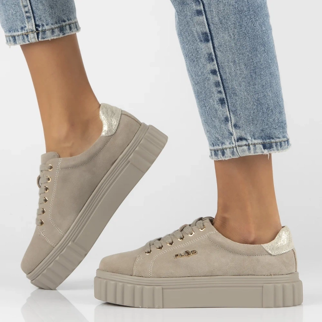 Skórzane półbuty na platformie Filippo DP6110/24 BE szare