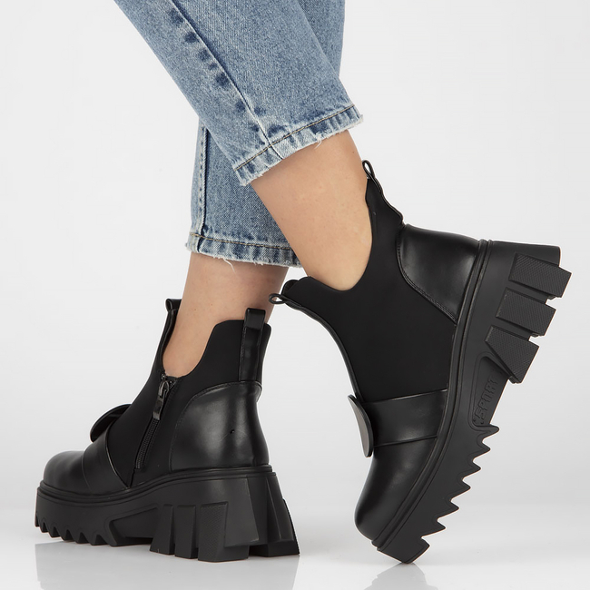 Botki na platformie Filippo DBT4056/22 BK czarne