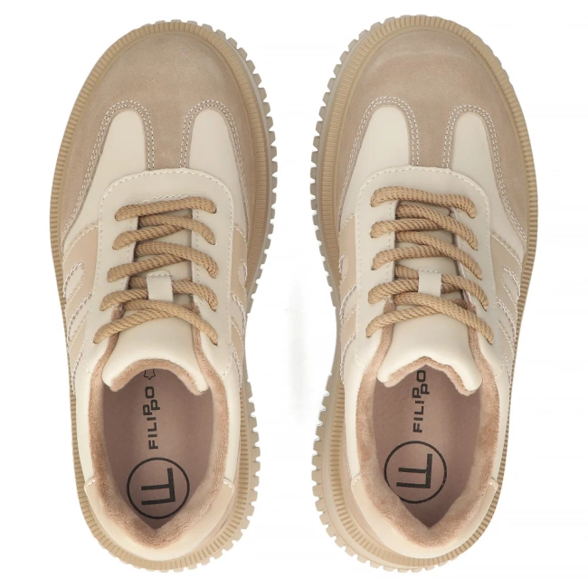 Skórzane sneakersy Filippo DP7111/25 BE beżowe