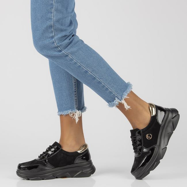 Leather Sneakers Filippo DP3185/21 BK black