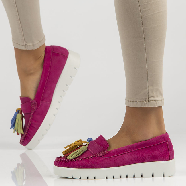 Skórzane półbuty Filippo DP3535/22 FH różowe