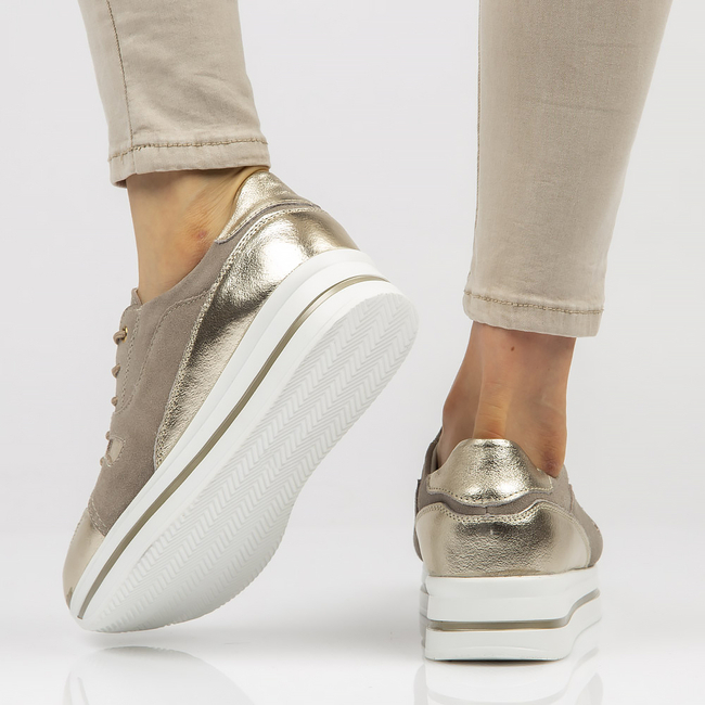 Skórzane sneakersy Filippo DP3407/21 BE Beżowe