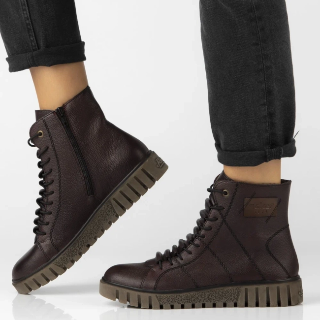Leather ankle boots Rieker Y3421-35 burgundy