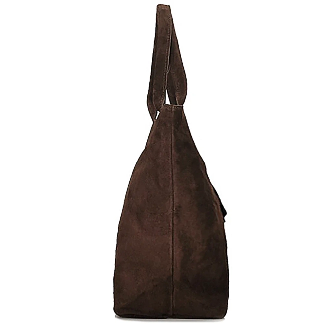 Dark brown suede leather handbag Toscanio 1101