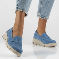 Skórzane półbuty na koturnie Filippo DP6248/24 BL niebieskie